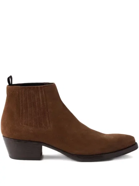 Botine chelsea Prada din piele de căprioară maro