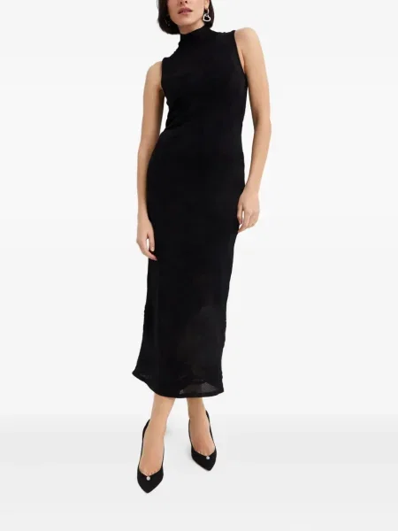 Rochie maxi Hervé Léger fără mâneci de costum negru