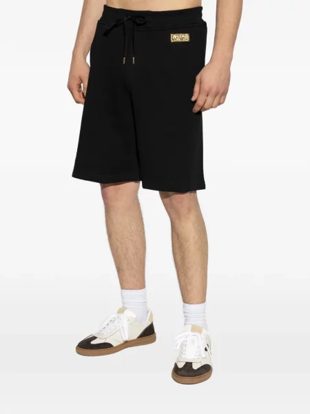 Džínové šortky Versace Jeans Couture s autogramem se stahovací šňůrkou černé