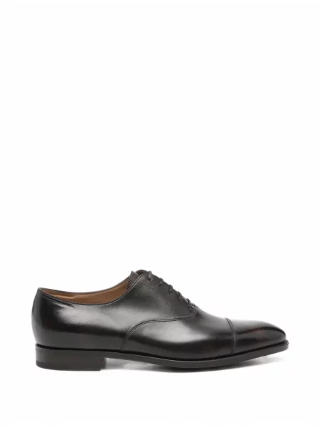 Кожена шапка с козирки John Lobb кафяво