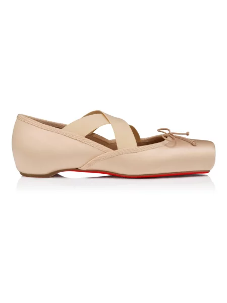 Balerinki Christian Louboutin skórzane beżowe