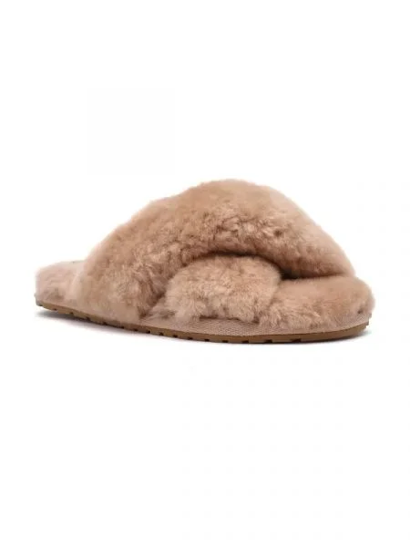 EMU Australia De lână papuci de casă Mayberry cu adaos de piele maro