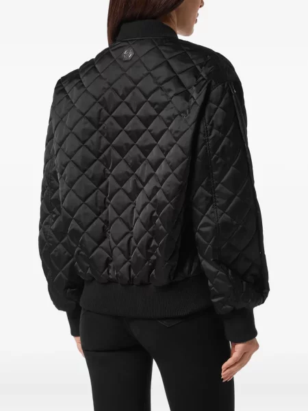 Haftowany pikowany kurtka bomber Philipp Plein czarny