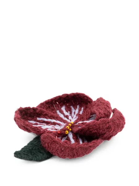 Brosa Alanui cu model floral tricotate roșu