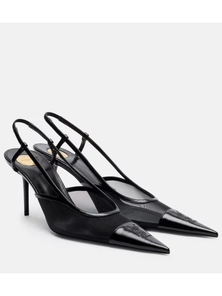 Pantofi cu toc Saint Laurent din piele slingback negru