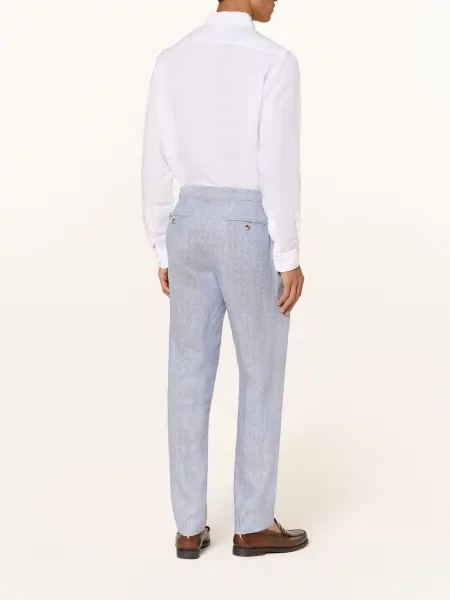 Reiss Spodnie Lniane Atlantic O Kroju Slim Fit blau