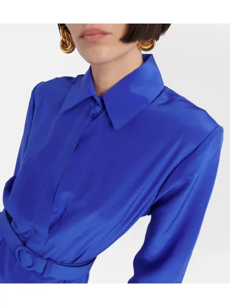 Rochie maxi Costarellos de mătase de costum albastru