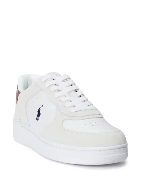 Tricou Polo Ralph Lauren din piele cu broderie în carouri maro