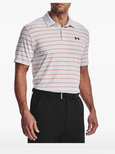 Tricou polo Under Armour cu dungi gri