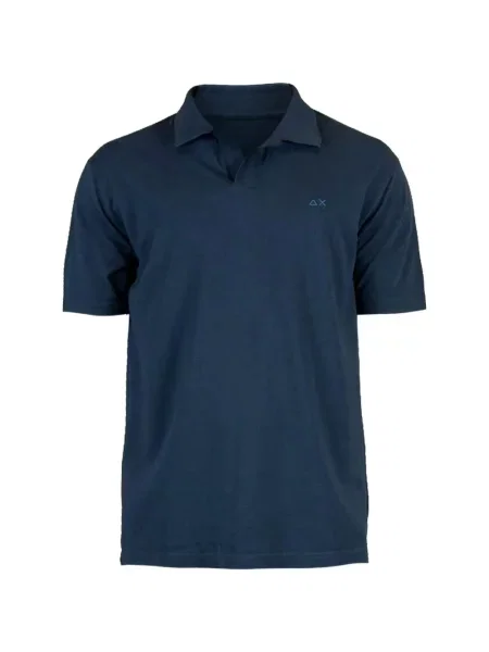 Tricou polo Sun68 cu autograf albastru