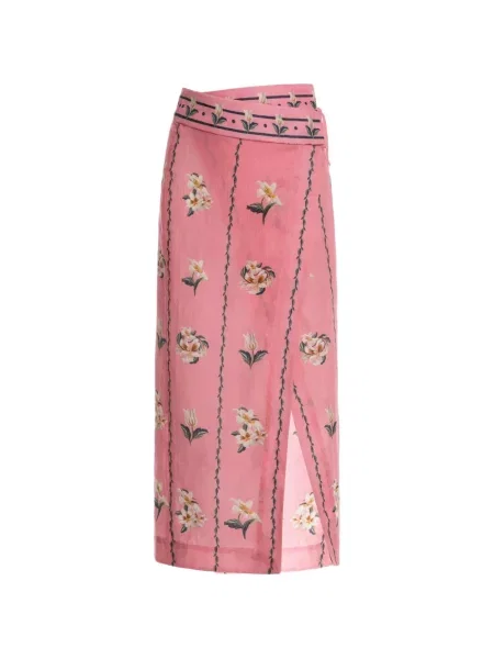 Fustă midi Agua By Agua Bendita cu model floral cu imagine plic roz
