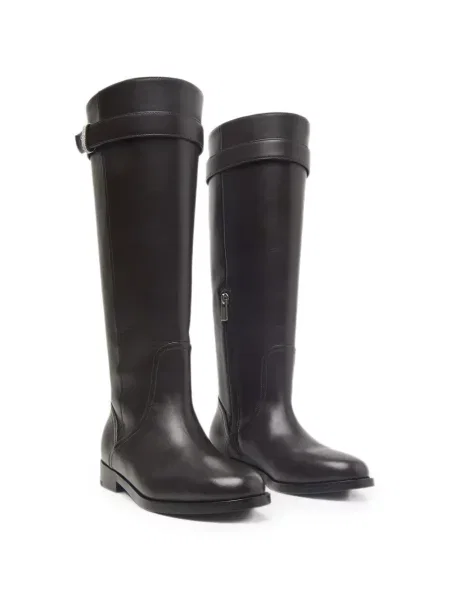 Botine Peserico din piele cu bretele maro