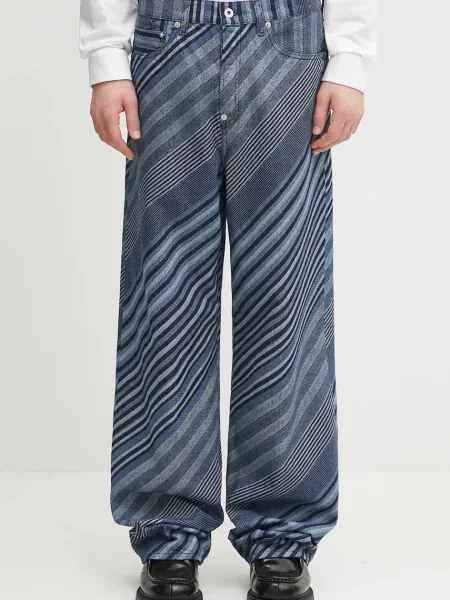 Traperice Kenzo Diagonal Stripe Turn Up Wide Fit plava