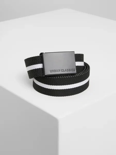 Curea Urban Classics cu dungi din canvas alb
