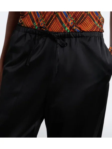 Pantaloni Dries Van Noten din satin negru