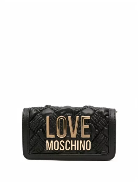 Matlasat geantă plic Love Moschino cu autograf negru