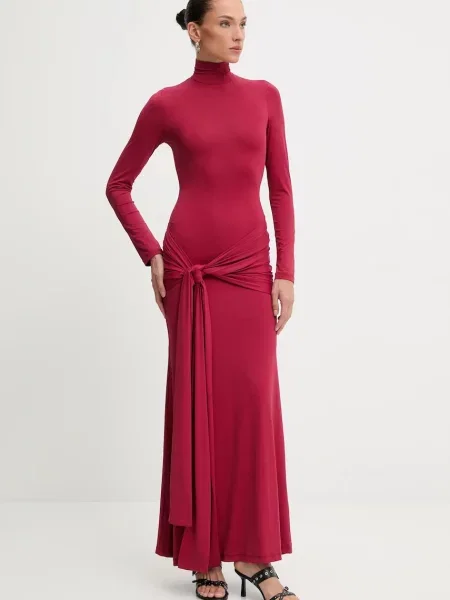 Bardot rochie ALIX maxi mulată maro