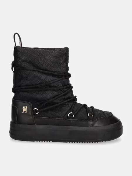 Pantofi Tommy Hilfiger cu șireturi din dantelă negru