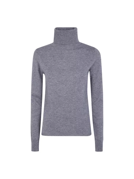 Lniany sweter z golfem Max Mara Studio szary