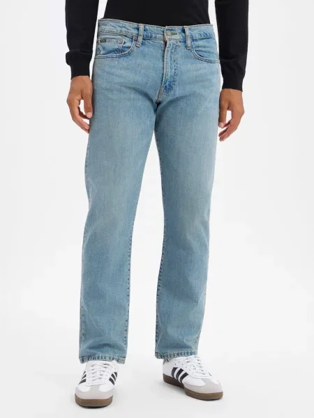 Jeansy o kroju straight fit z czystej bawełny model HAMPTON' Polo Ralph Lauren niebieskie