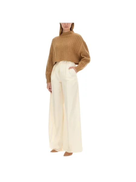 Sweter z golfem Max Mara wełniany beżowy