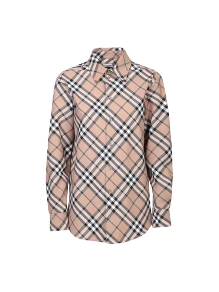 Kołnierzykowy wielobarwność koszula Burberry wełniana beżowa