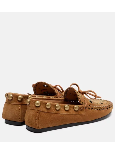 Semišové loafersy Isabel Marant s cvočkami béžová