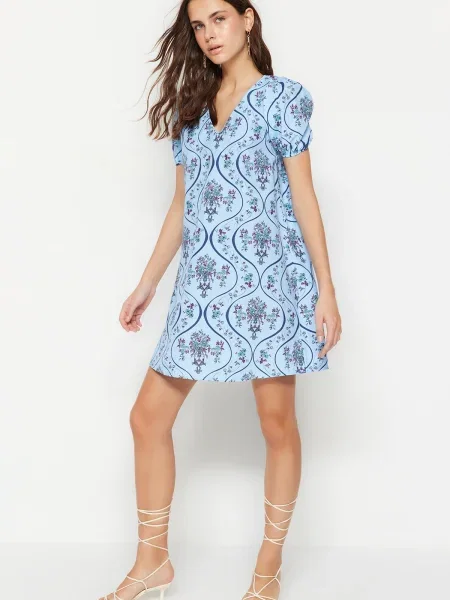 Rochie mini Trendyol țesută albastru