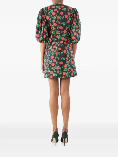Rochie mini Ganni cu model floral cu imagine negru