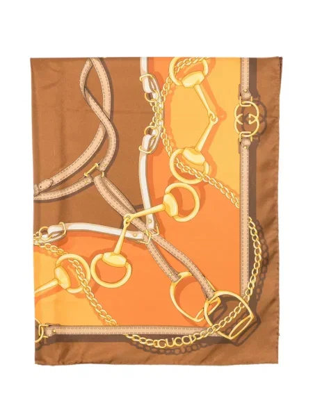 Reversibil fular Gucci de mătase maro
