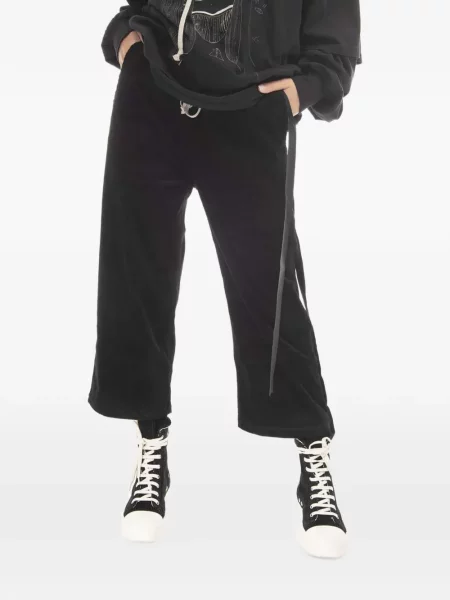 Pantaloni Rick Owens Drkshdw de catifea cord alergare cu cordon negru