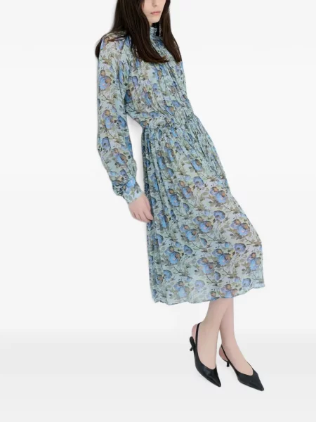 Rochie midi Semicouture cu model floral cu imagine albastru