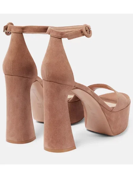 Sandale Gianvito Rossi din piele de căprioară cu platformă bej