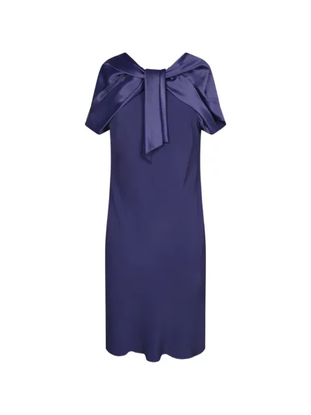 Rochie midi Alberta Ferretti cu funde din satin albastru