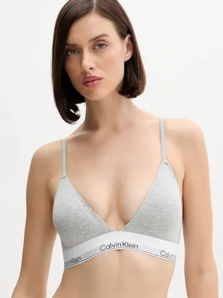Calvin Klein Underwear trojúhelníková podprsenka s bavlnou šedá