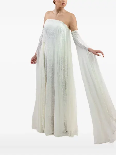 Rochie Lethicia Bronstein din dantelă cu umerii deschiși de costum alb