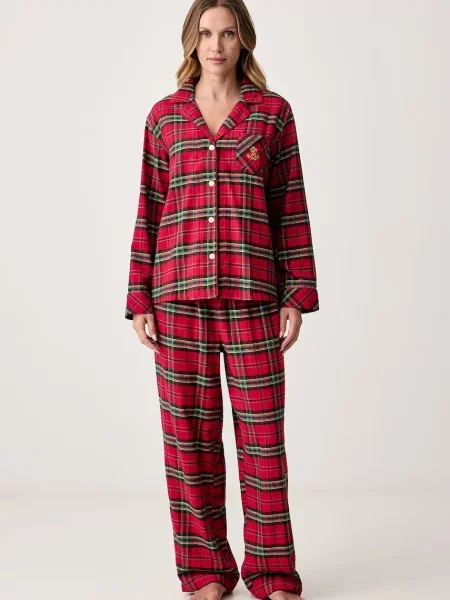 Lauren Ralph Lauren dvojdielne pyžamo dámske s bavlnou červená