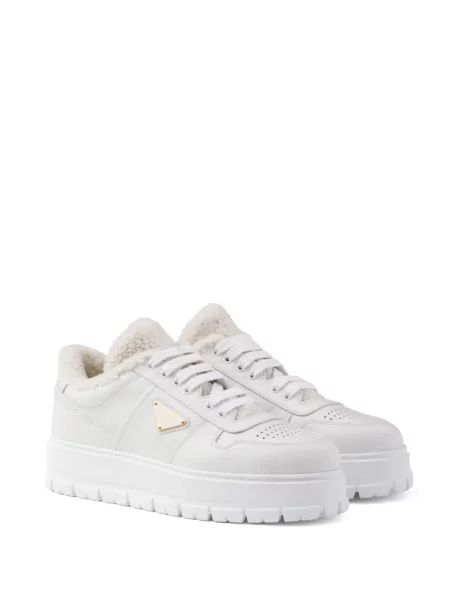 Sneakerși Prada din piele alb