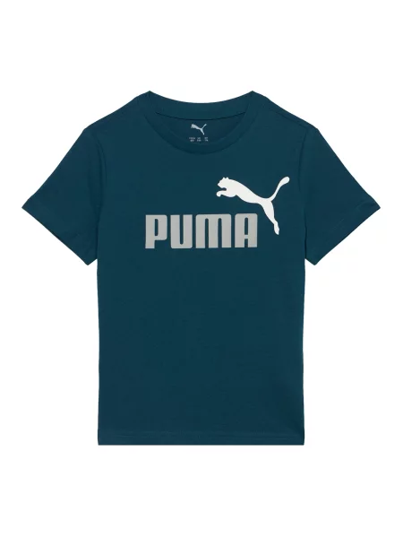 PUMA Marškinėliai ESS žalsvai mėlyna / šviesiai pilka balta