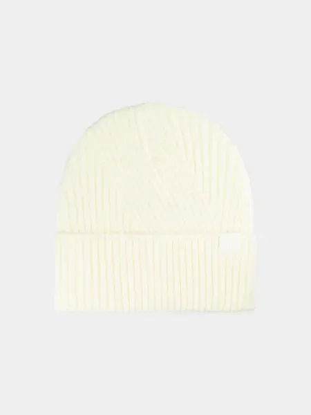4F czapka zimowa beanie o prążkowanym splocie one size biała