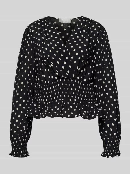 Bluzka z czystej w stylu kopertowym model ‘Tamona’ Neo Noir czarna