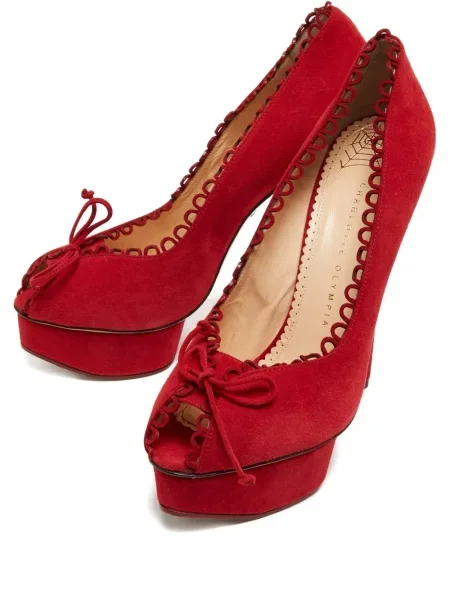 Pantofi cu toc Charlotte Olympia din piele roșu