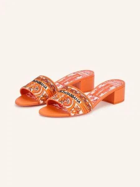 Dolce & Gabbana Klapki orange białe