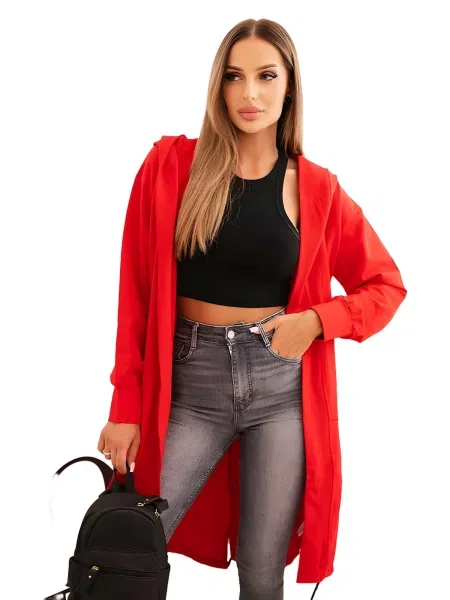 Pelerína s kapucí oversize červená