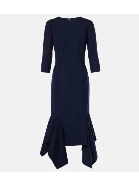 Volnena midi obleka Oscar De La Renta modra