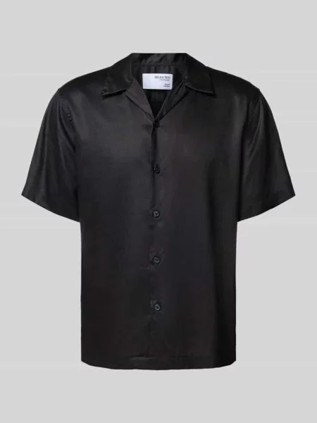 Koszula casualowa o kroju regular fit z mieszanki lyocellu i lnu model ‘REGNOA’ Selected Homme czarna