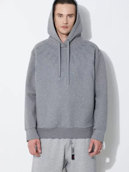 Кофта Neil Barrett Fairisle Thunderbolt Sweatshirt з капюшоном з принтом сірий