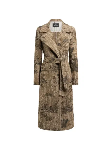 Bouclé palton Etro cu model floral plic