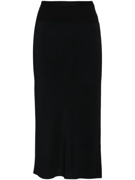 Spódnica midi Rick Owens z krepy do kolan prążkowana czarna