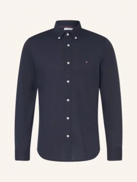 Tommy Hilfiger Koszula Z Tkaniny Piqué Krój Slim Ft blau granatowa
